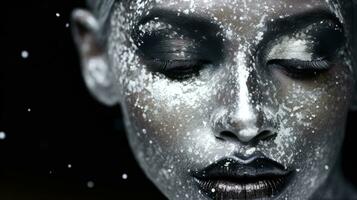 Beauty, cosmetics and makeup with glitter. Magic bright creative make-up photo
