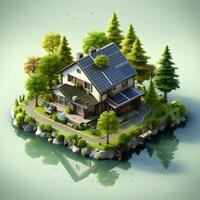 isometric architecture eco sustainable environment generative AI. photo