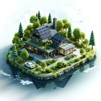 isometric architecture eco sustainable environment generative AI. photo