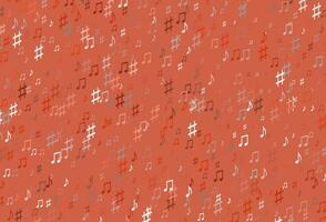 Light Red vector background with music symbols.