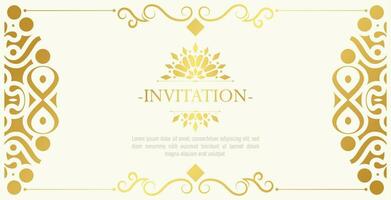 Gold invitation background style ornamental pattern vector