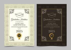 graduation invitation with ornament template vector