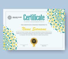 Colorful mandala award certificate template vector