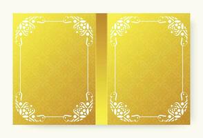 cubierta vintage dorada con adorno de marco vector