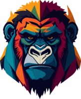 Colorful Gorilla Logo Character with AI Generative png