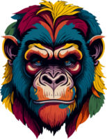 Colorful Gorilla Logo Concept with AI Generative png