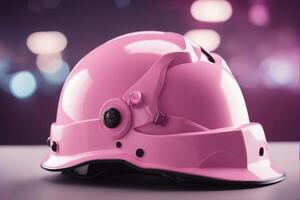 An ai generated image of pink construction helmet for women. photo