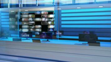 3d virtual televisión estudio noticias, fondo para televisión muestra .televisor en pared.3d virtual Noticias estudio fondo, 3d ilustración video