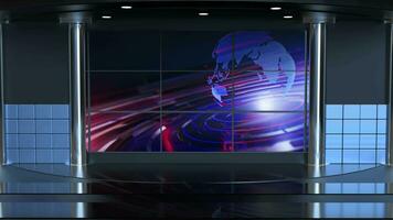 3D Virtual TV Studio News, Backdrop For TV Shows .TV On Wall.3D Virtual News Studio Background,3d illustration video