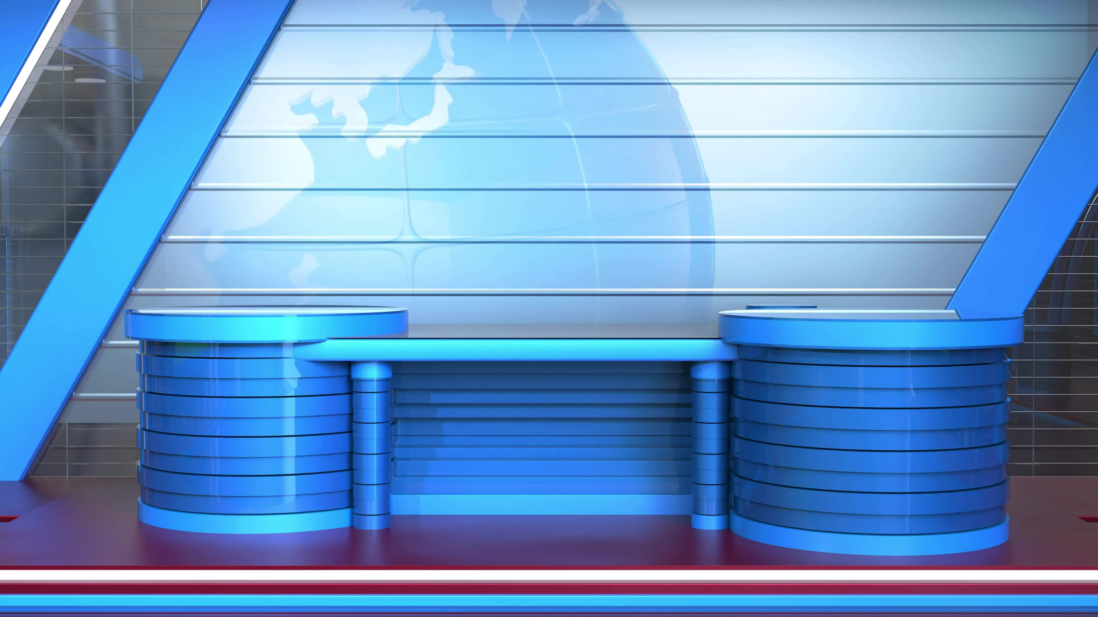 3D Virtual TV Studio News, Backdrop For TV Shows .TV On Wall.3D Virtual News Studio Background