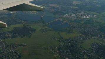 Moscow suburbs from descending airplane video