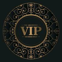 luxury dark vip card in ornament texture vector