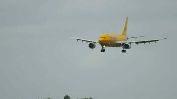 AMSTERDAM, THE NETHERLANDS JULY 27, 2017 - DHL Airbus 310 D AEAN approaching before landing on runway 18R Polderbaan. Shiphol Airport, Amsterdam, Holland video