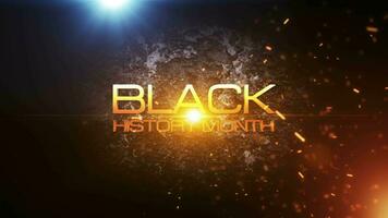 Black History Month gold text motion flare effect grunge video