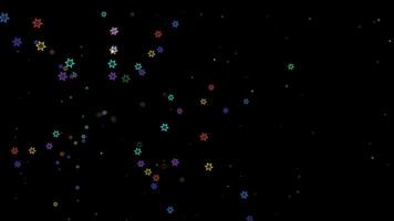 Particle element of hexagon stars burst with white star floating on the black screen video