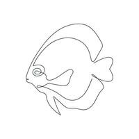 Fish drawn in one continuous line. One line drawing, minimalism. Vector illustration.