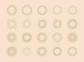 Vintage style sunburst simple lines of diffused light vector