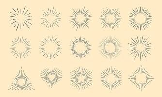 Clásico estilo rayos de sol sencillo líneas de difundido ligero vector