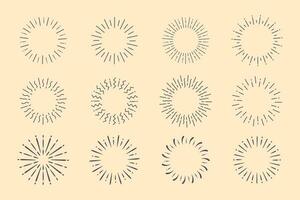 Vintage style sunburst simple lines of diffused light vector