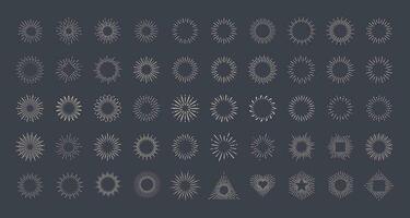 Vintage style sunburst simple lines of diffused light vector