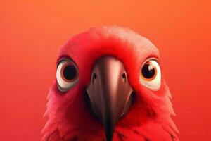 Red parrot head closeup. Generate Ai photo