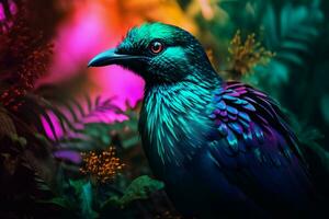 Tropical bird colorful wild. Generate Ai photo