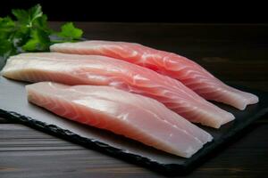 Raw fish fillet. Generate Ai photo