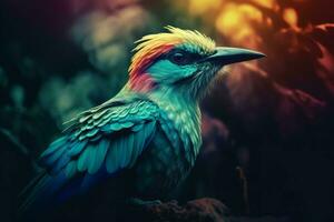 Tropical bird colorful nature. Generate Ai photo