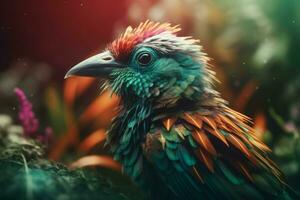 Tropical bird colorful. Generate Ai photo