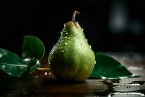 Pear fresh water drops. Generate Ai photo