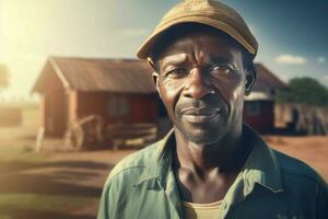 African worker farmer man. Generate Ai photo