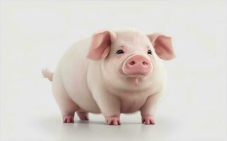 A cute fat pig on white background, Generative AI Illustration. photo