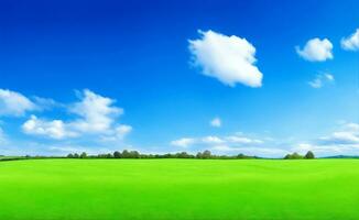 verde prado y azul cielo, generativo ai ilustración. foto