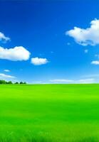 verde prado y azul cielo, generativo ai ilustración. foto