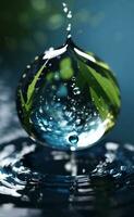 A pure water drop background, Generative AI Illustration. photo