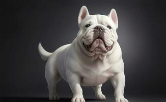 A cute white smiling French bulldog, Generative AI Illustration. photo