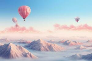 Sky mountains balloons natural. Generate Ai photo