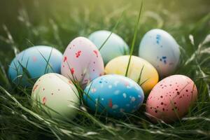 Colorful easter eggs. Generate Ai photo