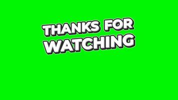 4k modern animation, motion graphic design of thanks for watching words, cursor is pressing buttons like, subscribe, and notification on green screen, chroma key. Perfect for video, youtube channel. video