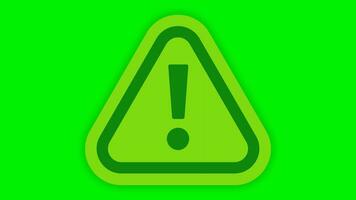 4k Animation, Footage, Video of Warning Sign, Attention, Warn on Green Screen, Chroma Key. Perfect for warning video content, caution content, etc.