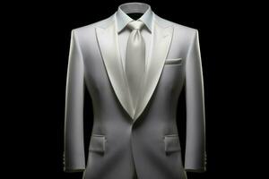 Elegant men white suit formal. Generate Ai photo