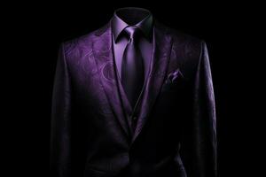 Elegant men purple suit. Generate Ai photo