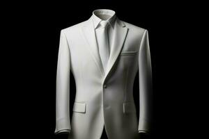 Elegant men white suit. Generate Ai photo