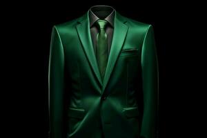 Elegant men green suit vest. Generate Ai photo