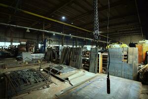 Metal sheets of steel in the workshop of a metalworking plant. photo