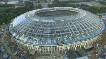 Aerial view of Luzhniki Stadium under reconstruction, Moscow video