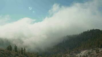 paisaje con nubes descansando en montañas pendientes, tenerife video