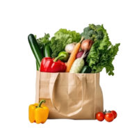 Fresh vegetables in paper bag isolated png