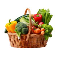 Fresh vegetables in basket isolated png