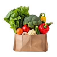 Fresh vegetables in paper bag isolated png